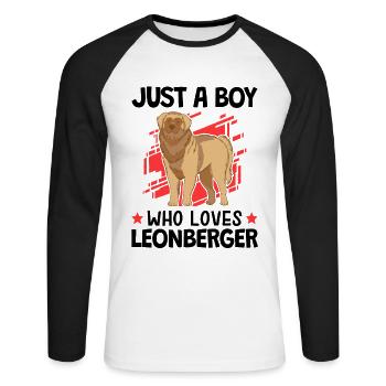 Nur ein Junge der Leonberger liebt Leonberger - Unisex Baseballshirt langarm - Weiß/Schwarz - Vorne - Nik (191cm)
