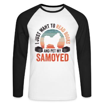 Lire et caresser Samoyède Samoyède - T-shirt baseball manches longues Homme - blanc/noir - Devant - Nik (191cm)