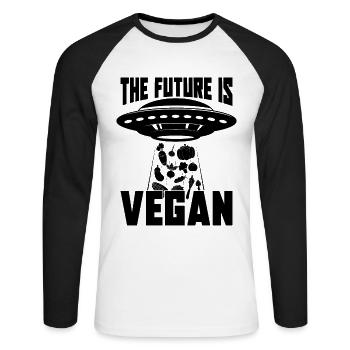 The Future Is Vegan Diet Meatless Vegan Diet Lover - Unisex Long Sleeve Baseball T-Shirt - white/black - Front - Nik (191cm)