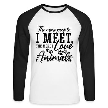 Plus je rencontre de personnes Foster Adoptez un travailleur animalier - T-shirt baseball manches longues Homme - blanc/noir - Devant - Nik (191cm)