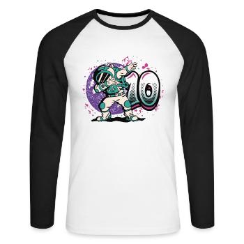 10e anniversaire, astronaute, décorations - T-shirt baseball manches longues Homme - blanc/noir - Devant - Nik (191cm)
