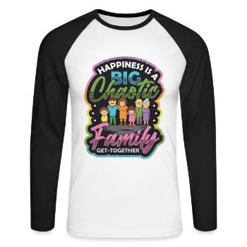 Tenue adaptée au groupe familial - T-shirt baseball manches longues Homme - blanc/noir - Devant - Nik (191cm)