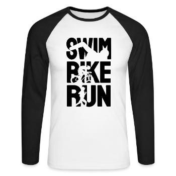 Triathlon Triathlet - Unisex Long Sleeve Baseball T-Shirt - white/black - Front - Nik (191cm)