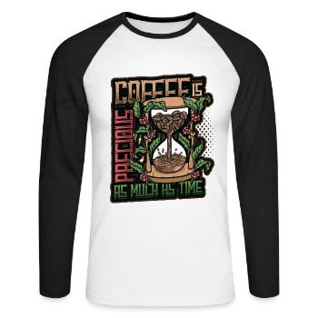 Coffee is precious, like time, coffee lovers - Unisex Long Sleeve Baseball T-Shirt - white/black - Front - Nik (191cm)