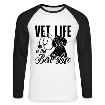 Vet Life Is The Veterinary Pet Doctor Veterinarian - Unisex Long Sleeve Baseball T-Shirt - white/black - Front - Nik (191cm)