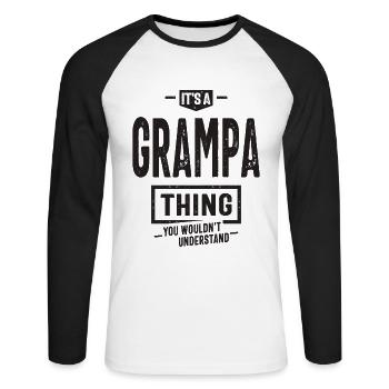 It's a Grampa Thing Funny Dad Grandpa - Unisex Long Sleeve Baseball T-Shirt - white/black - Front - Nik (191cm)