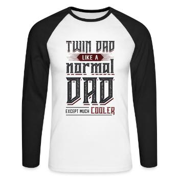 Twin Dad, Wie Ein Normaler Vater, Nur Viel Cooler - Unisex Baseballshirt langarm - Weiß/Schwarz - Vorne - Nik (191cm)