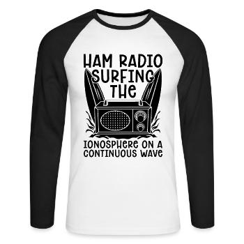 Amateur Radio Surfing L’opérateur d’antenne de l’ionosphère - T-shirt baseball manches longues Homme - blanc/noir - Devant - Nik (191cm)