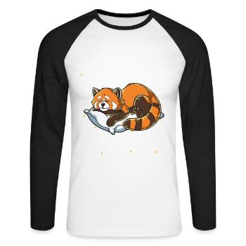 Schlafender roter Panda Ich mache regelmäßig ein Nickerchen - Unisex Baseballshirt langarm - Weiß/Schwarz - Vorne - Nik (191cm)