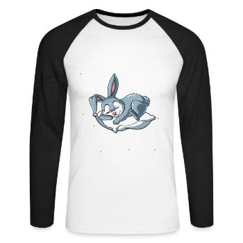 Lapin endormi Je fais une sieste périodique - T-shirt baseball manches longues Homme - blanc/noir - Devant - Nik (191cm)