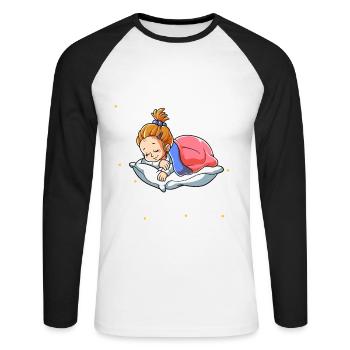 Fille endormie Je fais une sieste périodiquement - T-shirt baseball manches longues Homme - blanc/noir - Devant - Nik (191cm)