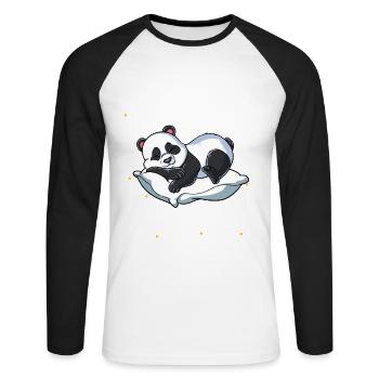 Panda endormi I Sieste périodiquement - T-shirt baseball manches longues Homme - blanc/noir - Devant - Nik (191cm)