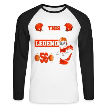 Diese Sportlegende Ist Jetzt 56, Rugbyspiel 56. - Unisex Baseballshirt langarm - Weiß/Schwarz - Vorne - Nik (191cm)