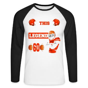 Diese Sportlegende Ist Jetzt 60, Rugbyspiel 60. - Unisex Baseballshirt langarm - Weiß/Schwarz - Vorne - Nik (191cm)