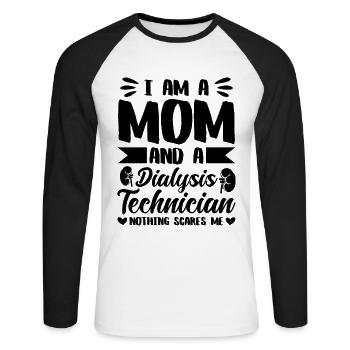 I'm A Mom And A Medical Assistant Dialysis Tech - Unisex Long Sleeve Baseball T-Shirt - white/black - Front - Nik (191cm)