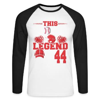 This sports legend is now 44, baseball game - Unisex Long Sleeve Baseball T-Shirt - white/black - Front - Nik (191cm)