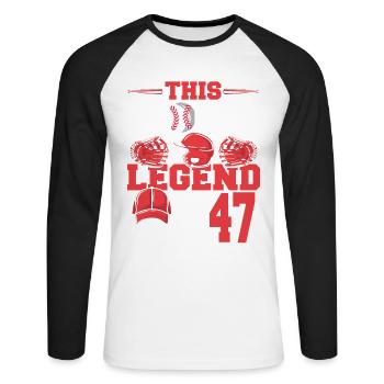This Sports Legend Is Now 47, Baseball Game - Unisex Long Sleeve Baseball T-Shirt - white/black - Front - Nik (191cm)