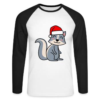Stinker Comic Weihnachten Xmas - Unisex Baseballshirt langarm - Weiß/Schwarz - Vorne - Nik (191cm)