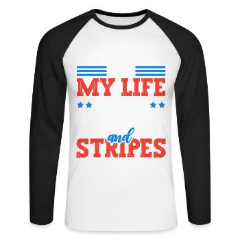 Je remercie Dieu pour ma vie et pour les étoiles - T-shirt baseball manches longues Homme - blanc/noir - Devant - Nik (191cm)