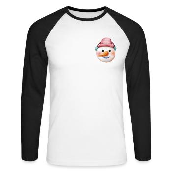Vintage Winter Snowman Head - Unisex Long Sleeve Baseball T-Shirt - white/black - Front - Nik (191cm)