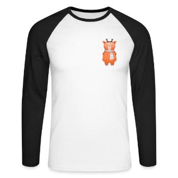 Poche de poitrine de cerf mignon - T-shirt baseball manches longues Homme - blanc/noir - Devant - Nik (191cm)
