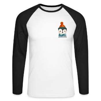 Poche poitrine de pingouin mignon - T-shirt baseball manches longues Homme - blanc/noir - Devant - Nik (191cm)