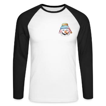 Snowman chest pocket - Unisex Long Sleeve Baseball T-Shirt - white/black - Front - Nik (191cm)