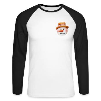 Snowman Vintage Winter - Unisex Long Sleeve Baseball T-Shirt - white/black - Front - Nik (191cm)