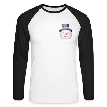 Retro Winter Snowman Face Poche de poitrine - T-shirt baseball manches longues Homme - blanc/noir - Devant - Nik (191cm)