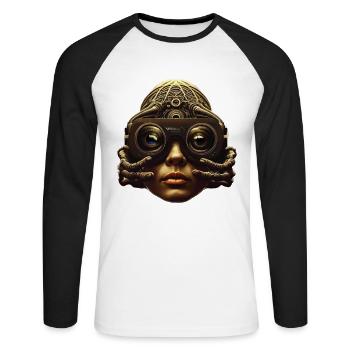 Virtuelle Realität Headset Zukunft - Unisex Baseballshirt langarm - Weiß/Schwarz - Vorne - Nik (191cm)