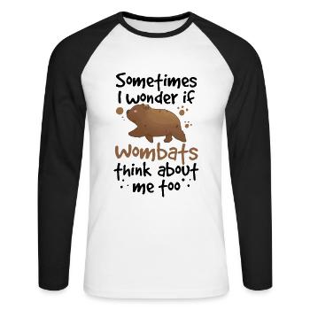 Wombats denken an mich Australien Beuteltier - Unisex Baseballshirt langarm - Weiß/Schwarz - Vorne - Nik (191cm)
