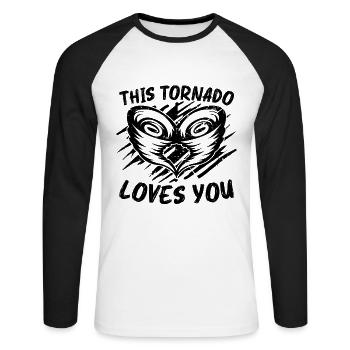 This Tornado Loves Tornadoes Storms Tornado Chaser - Unisex Long Sleeve Baseball T-Shirt - white/black - Front - Nik (191cm)