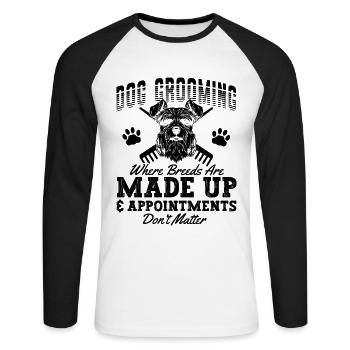 Toilettage pour chien Où toiletteur pour animaux de compagnie Salon pour animaux toiletteur - T-shirt baseball manches longues Homme - blanc/noir - Devant - Nik (191cm)