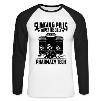 Slinging Pills To Pay The Health Care Pharmacist - Unisex Long Sleeve Baseball T-Shirt - white/black - Front - Nik (191cm)