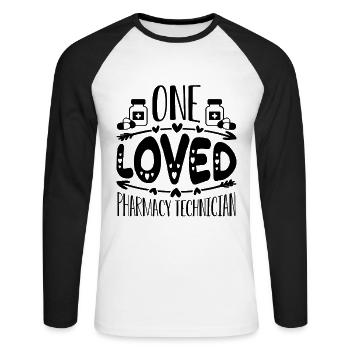 One Love Pharmacy Technician Medication Pharmacist - Unisex Long Sleeve Baseball T-Shirt - white/black - Front - Nik (191cm)