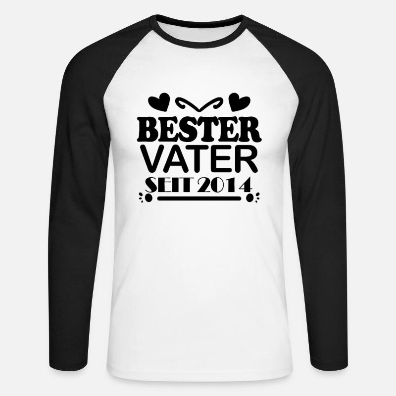 Bester Vater seit 2014 - Unisex Baseballshirt langarm - Weiß/Schwarz