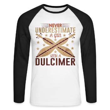 Dulcimer Girl Instrument Musik - Unisex Baseballshirt langarm - Weiß/Schwarz - Vorne - Nik (191cm)