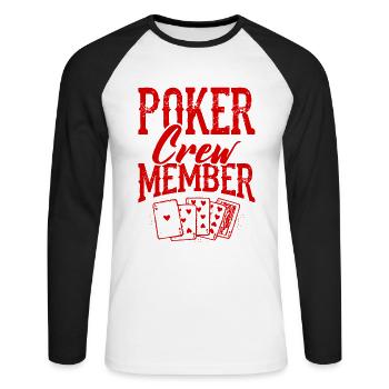 Membre de l’équipage de poker - T-shirt baseball manches longues Homme - blanc/noir - Devant - Nik (191cm)