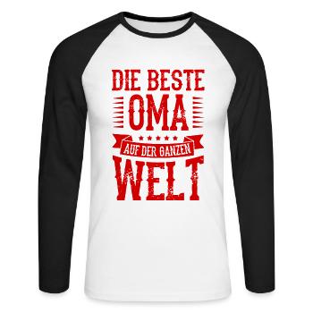 Beste Oma der Welt - Unisex Baseballshirt langarm - Weiß/Schwarz - Vorne - Nik (191cm)