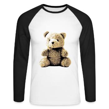 Teddy Bear Teddy Bear Cartoon Teddy bear Motif - Unisex Long Sleeve Baseball T-Shirt - white/black - Front - Nik (191cm)