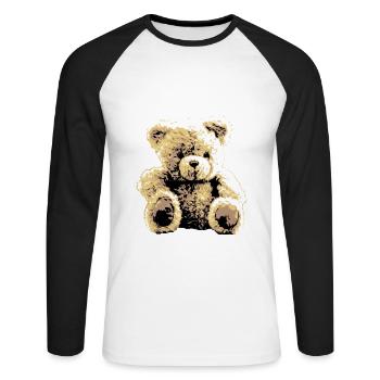 Teddy Bear Teddy Bear Cartoon Teddy bear Motif - Unisex Long Sleeve Baseball T-Shirt - white/black - Front - Nik (191cm)