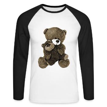 Teddy Bear Teddy Bear Cartoon Teddy bear Motif - Unisex Long Sleeve Baseball T-Shirt - white/black - Front - Nik (191cm)