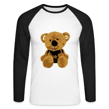 Teddy Bear Teddy Bear Cartoon Teddy bear Motif - Unisex Long Sleeve Baseball T-Shirt - white/black - Front - Nik (191cm)
