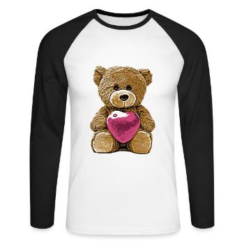 Teddy Bear Teddy Bear Cartoon Teddy bear Motif - Unisex Long Sleeve Baseball T-Shirt - white/black - Front - Nik (191cm)