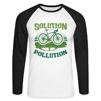 Polution Solution Umweltschutz Radfahren - Unisex Baseballshirt langarm - Weiß/Schwarz - Vorne - Nik (191cm)