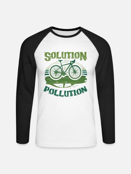 Polution Solution Umweltschutz Radfahren - Unisex Baseballshirt langarm - Weiß/Schwarz