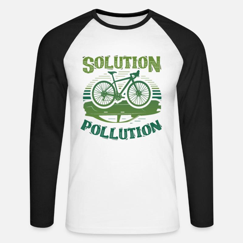Polution Solution Environmental Protection Cycling - Unisex Long Sleeve Baseball T-Shirt - white/black