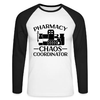 Pharmacy Chaos Prescription Health Care Pharmacist - Unisex Long Sleeve Baseball T-Shirt - white/black - Front - Nik (191cm)