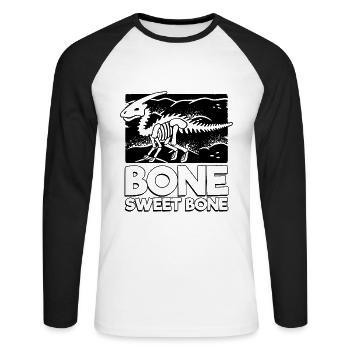 Dinosaurier - Unisex Baseballshirt langarm - Weiß/Schwarz - Vorne - Nik (191cm)