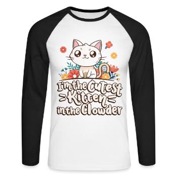 Je suis le chaton le plus mignon du Clowder - T-shirt baseball manches longues Homme - blanc/noir - Devant - Nik (191cm)